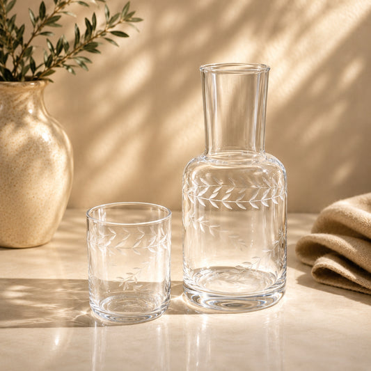 Glass Water Carafe Set with Glass – Includes 300ml Glass & 800ml Carafe