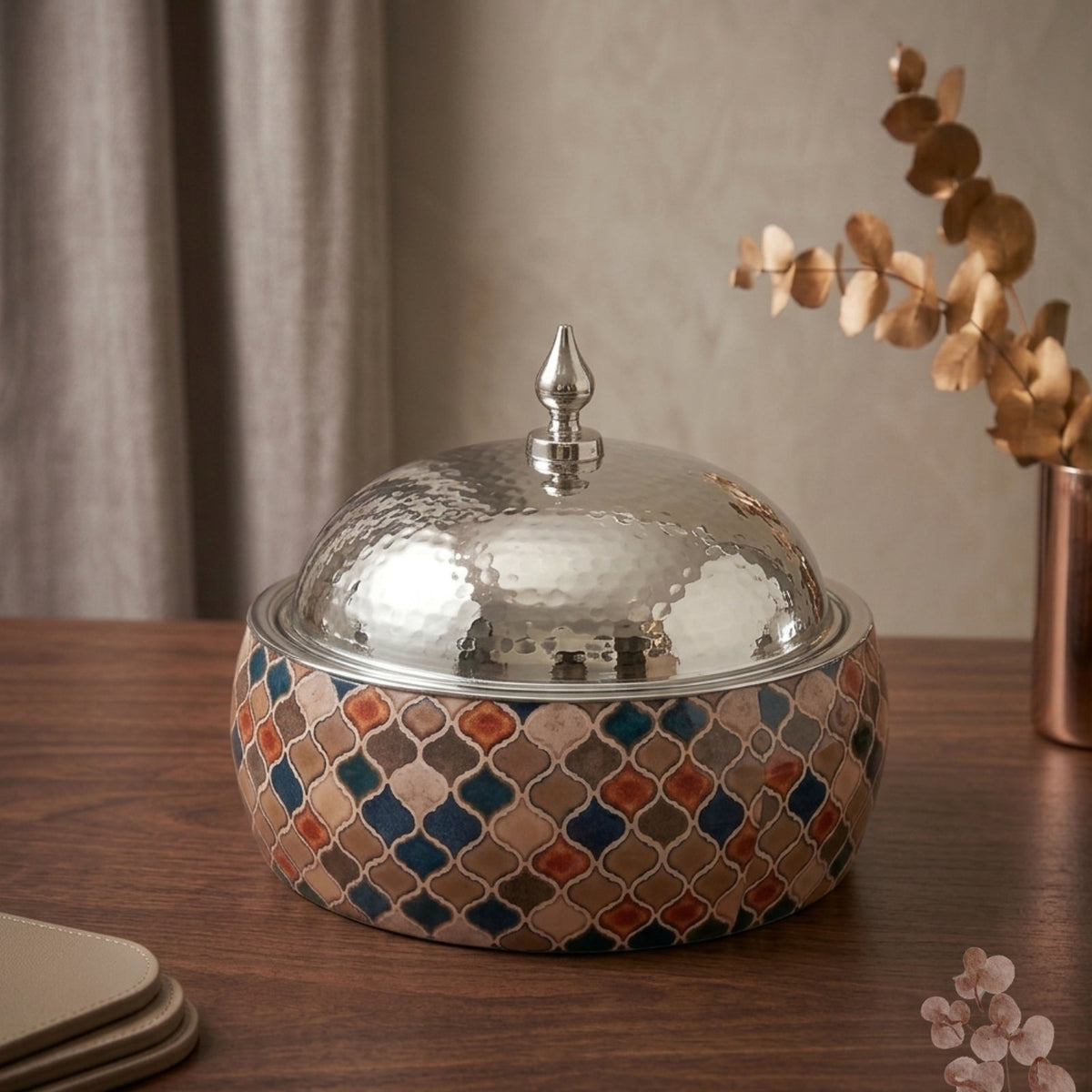 Mosaic Pattern Hot Pot with Dome Lid