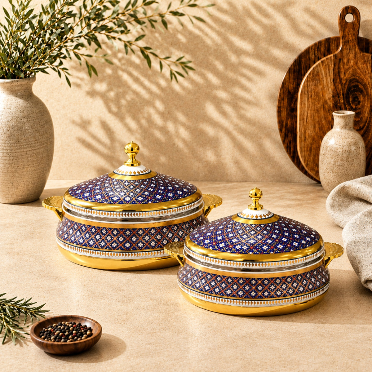 Blue & Gold Decorative Hot Pot – 3.5L & 4.5L