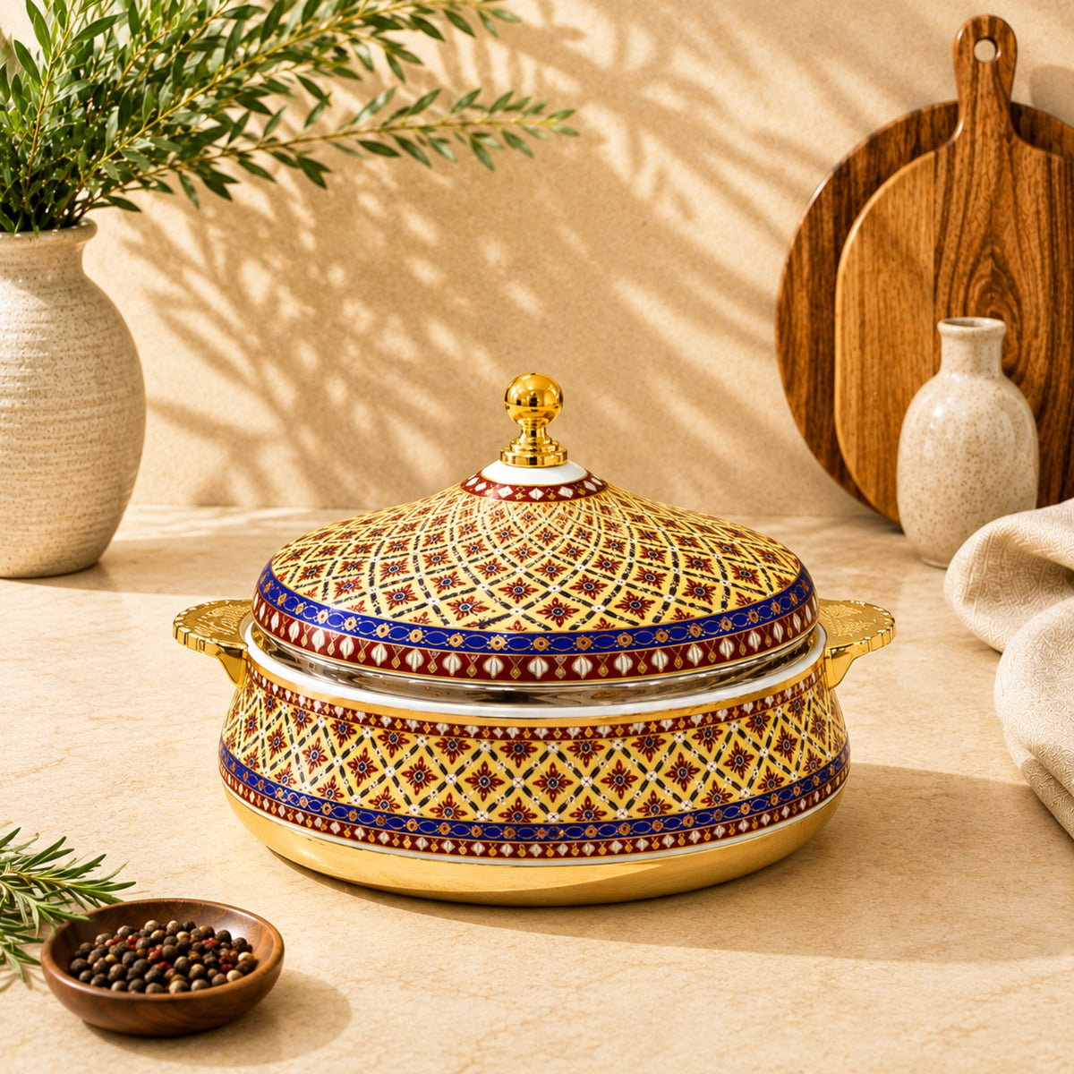 Yellow & Blue Decorative Hot Pot – 3.5L & 4.5L