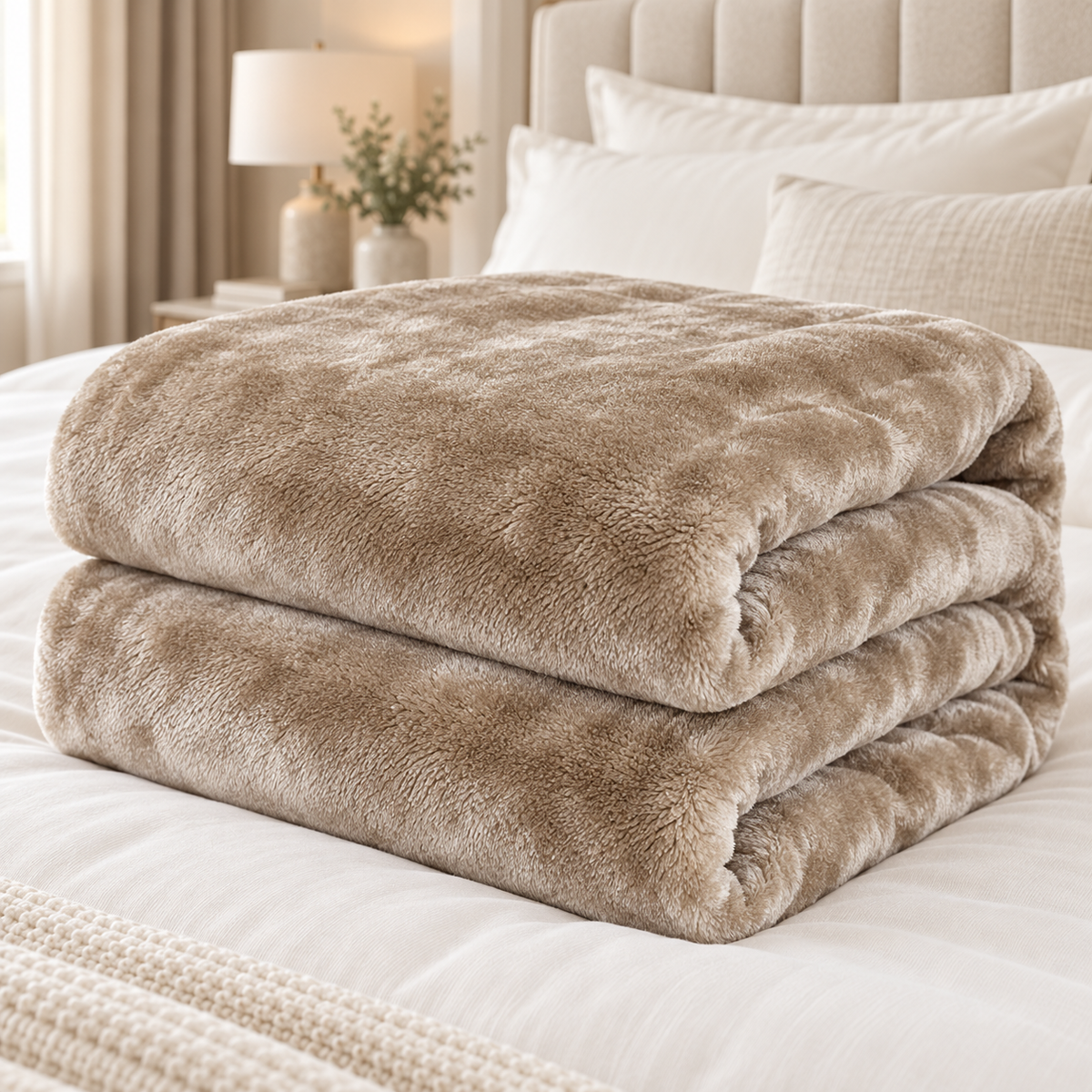 Kingole Premium King Velvet Blanket – Khaki | 274 × 229 cm, 500 GSM