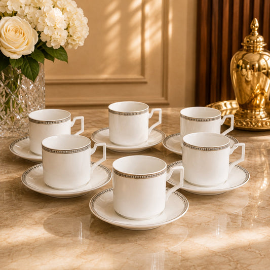 Luxury Coffee Cup & Saucer Set (6 Cups + 6 Saucers) - 90ml | LAR LARA VA1033