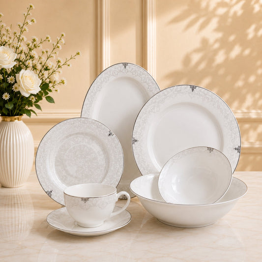 32-Piece Laila New Bone China Dinner Set – Luxury Premium Dinnerware Collection