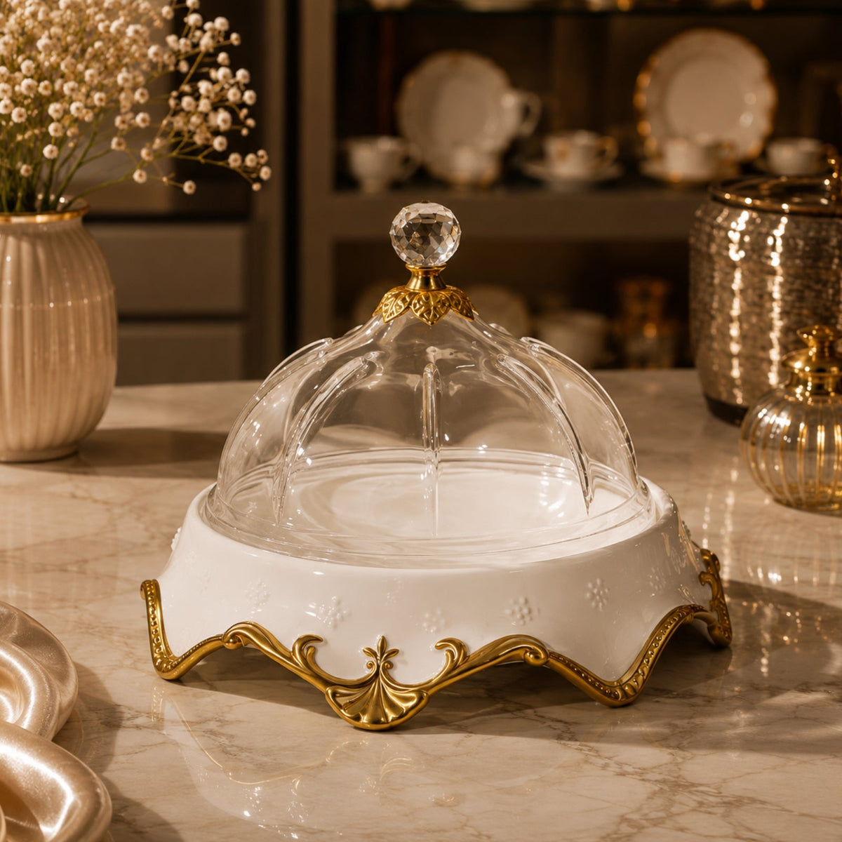 Luxury Sweet Plate with Glass Dome 21cm | BRKH-66-3