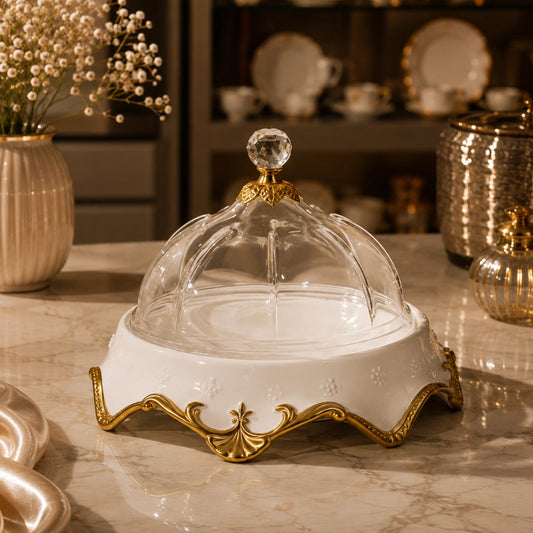 Luxury Sweet Plate with Glass Dome 21cm | BRKH-66-3