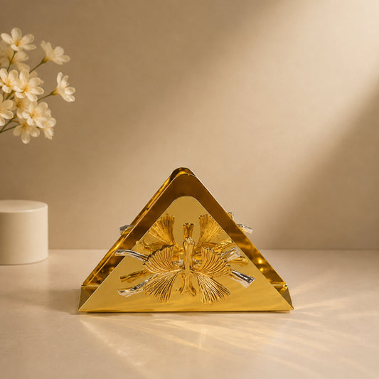 Golden Ginkgo Flower Triangular Napkin Holder – Gold
