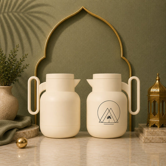 1L Off-White Vacuum Flask Set – 2 Pieces