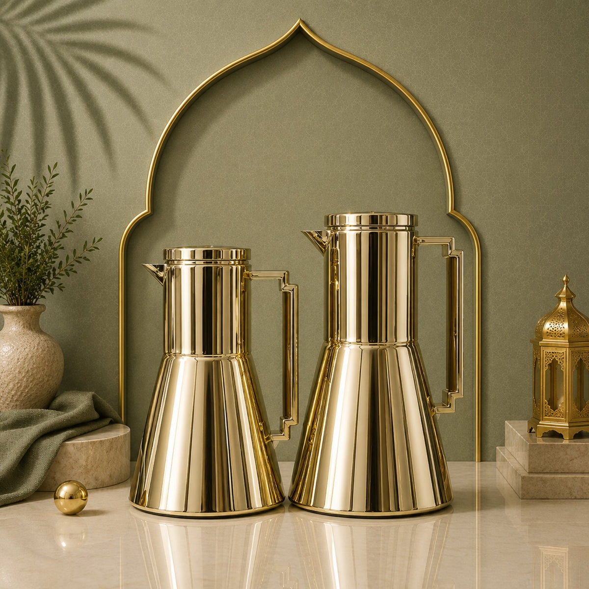 Vacuum Flask Set 1L & 0.5L – Silver & Gold By Regal | RGD22QB/B-07
