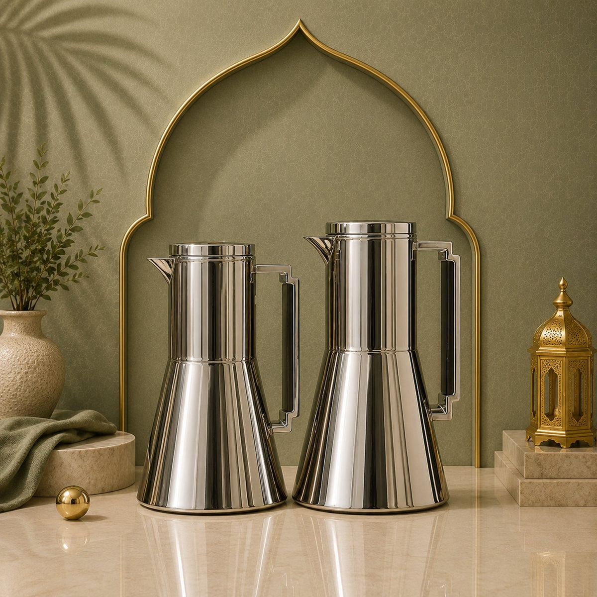 Vacuum Flask Set 1L & 0.5L – Silver & Gold By Regal | RGD22QB/B-07