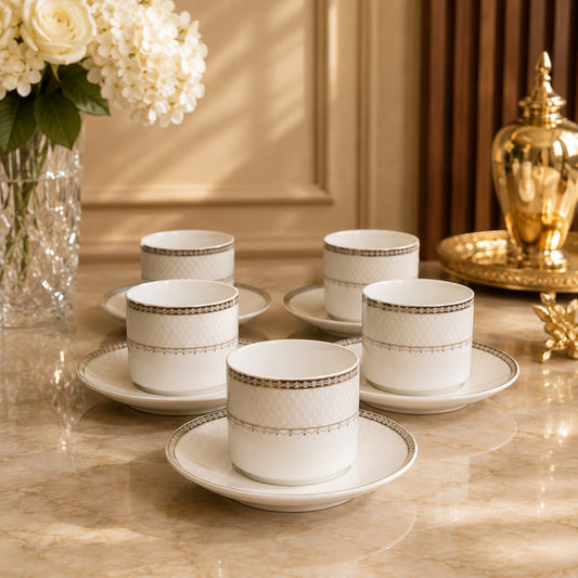 Luxury Coffee Cup & Saucer Set (6 Cups + 6 Saucers) - 90ml ROS ROSA VA1032