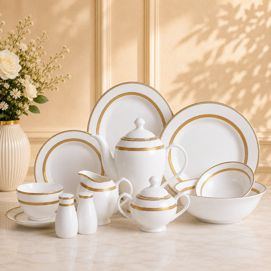 47 Piece Royal Bone China Dinner Set – Luxury Premium Dinnerware Collection