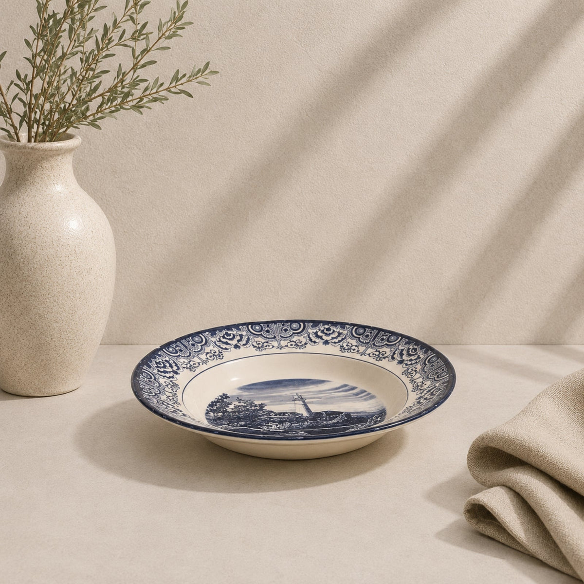 Claytan Lighthouse Blue Ceramic Soup & Pasta Bowl 9 Inch | CL-2005