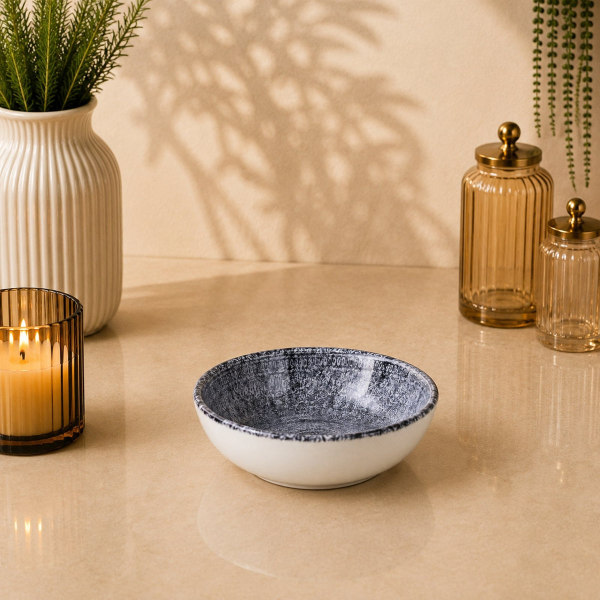 Edessa Ginko Ceramic Round Snack Bowl 10.5cm | SR127-931G - Multicolor