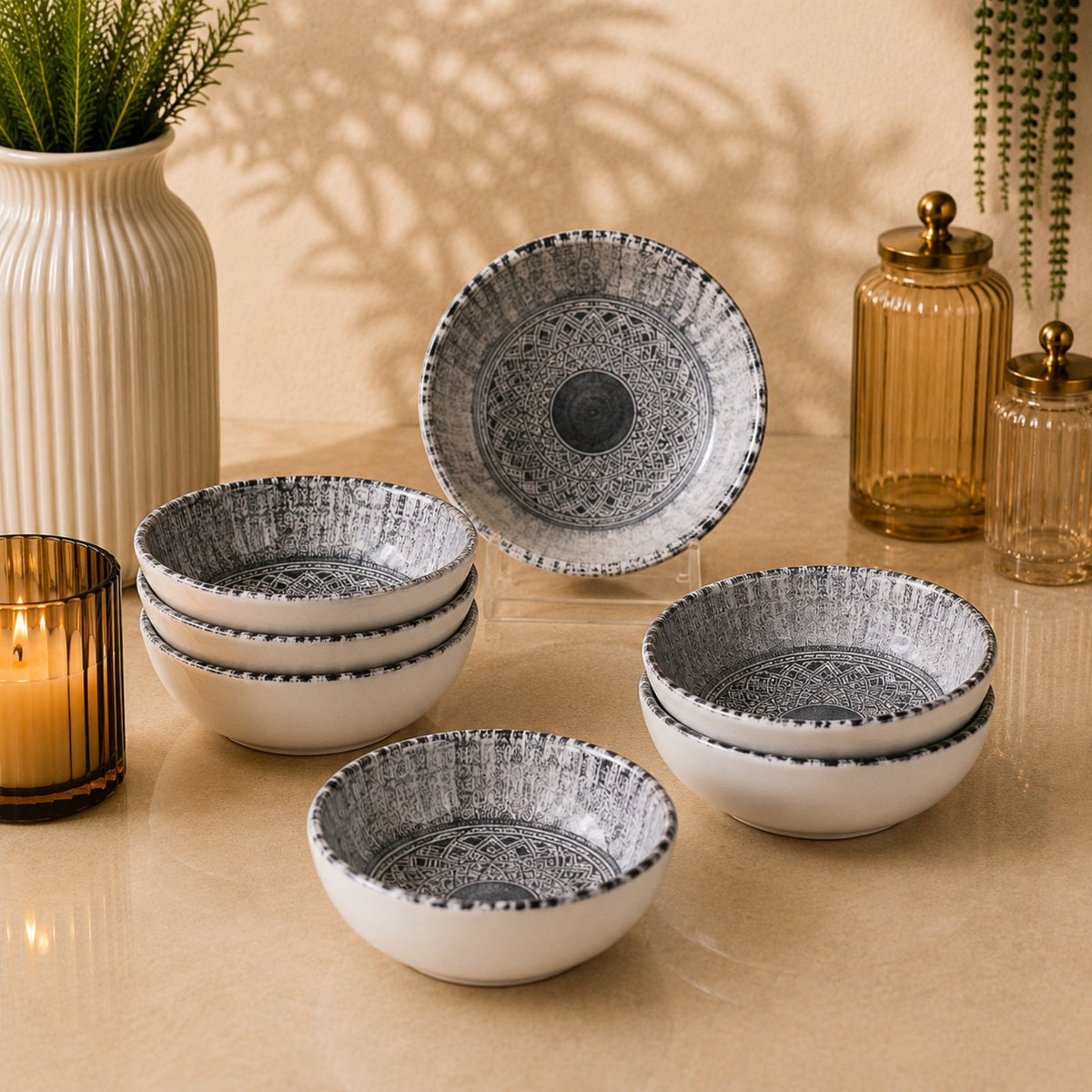 Edessa Ginko Ceramic Round Snack Bowl 10.5cm | SR127-931G - Multicolor