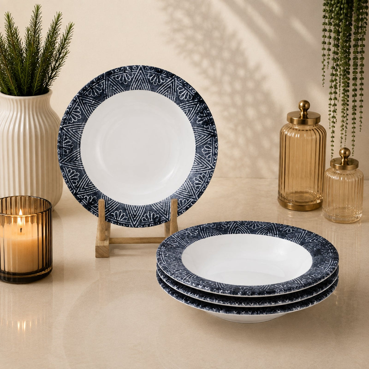 Edessa Ginko Ceramic Round Soup Plate 22cm | SR157-931G
