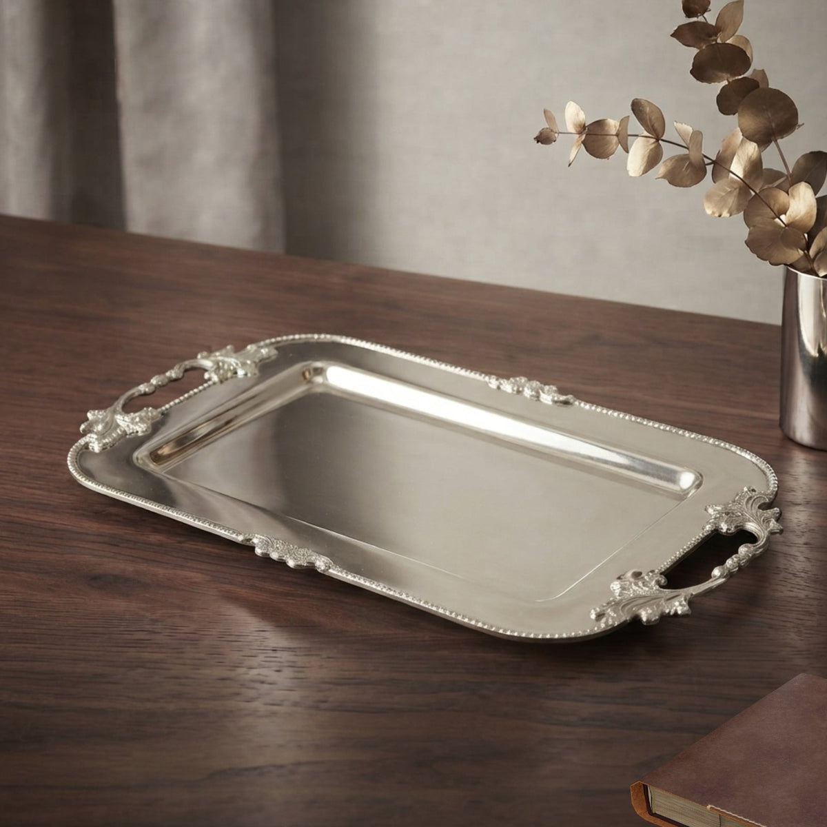 Stainless Steel Serving Tray – Silver Finish