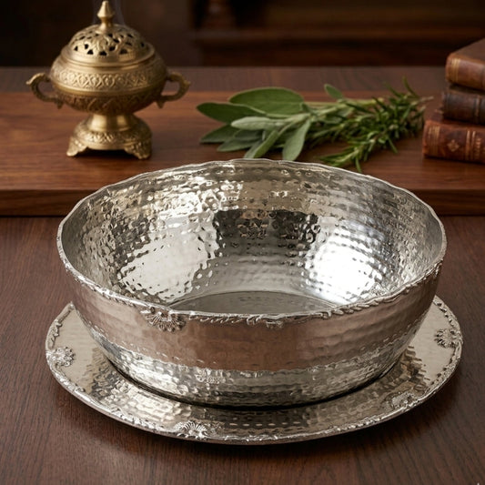 Stainless Steel Bowl with Plate Set
