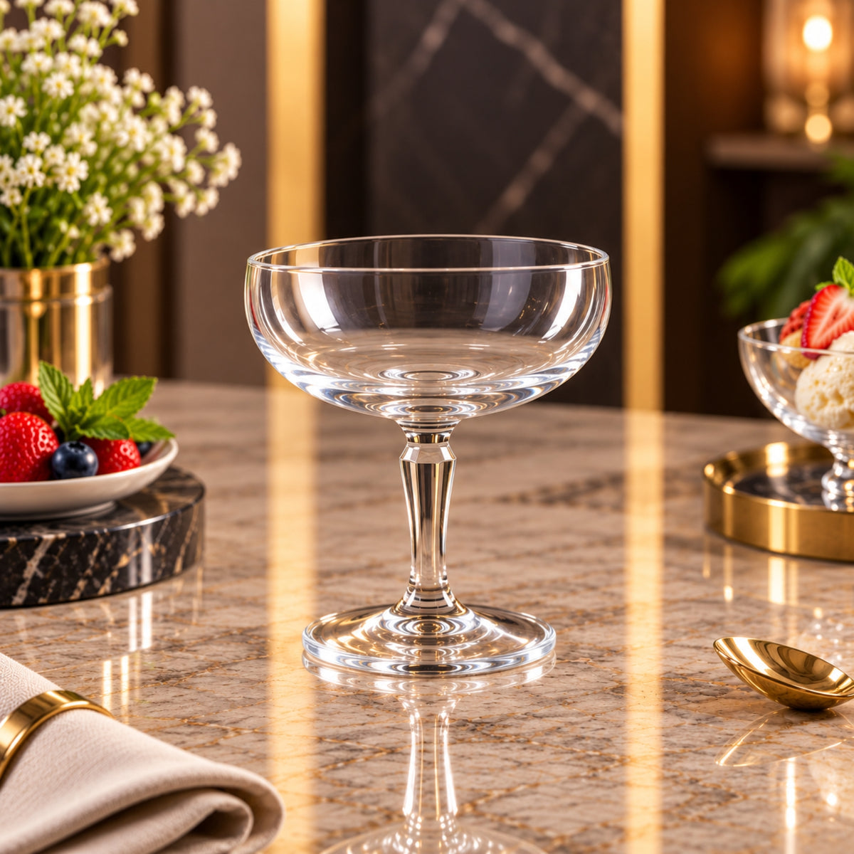 Clear Stemmed Glass Bowl 230ml – Elegant Coupe-Style Serving Glass