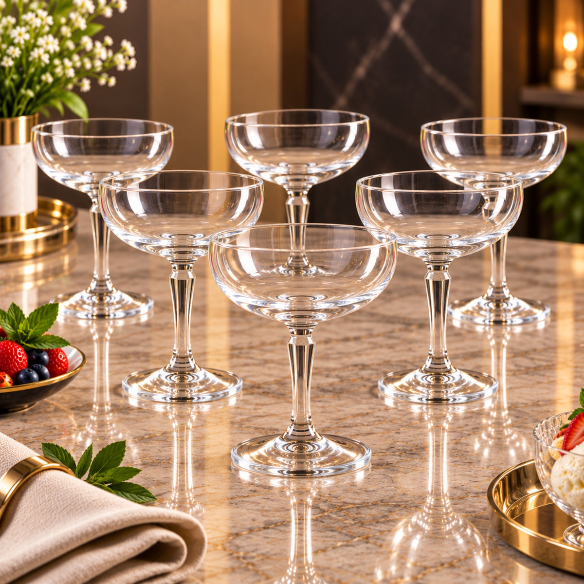 Clear Stemmed Glass Bowl 230ml – Elegant Coupe-Style Serving Glass