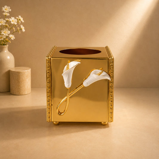 Golden Calla Lily Square Tissue Box