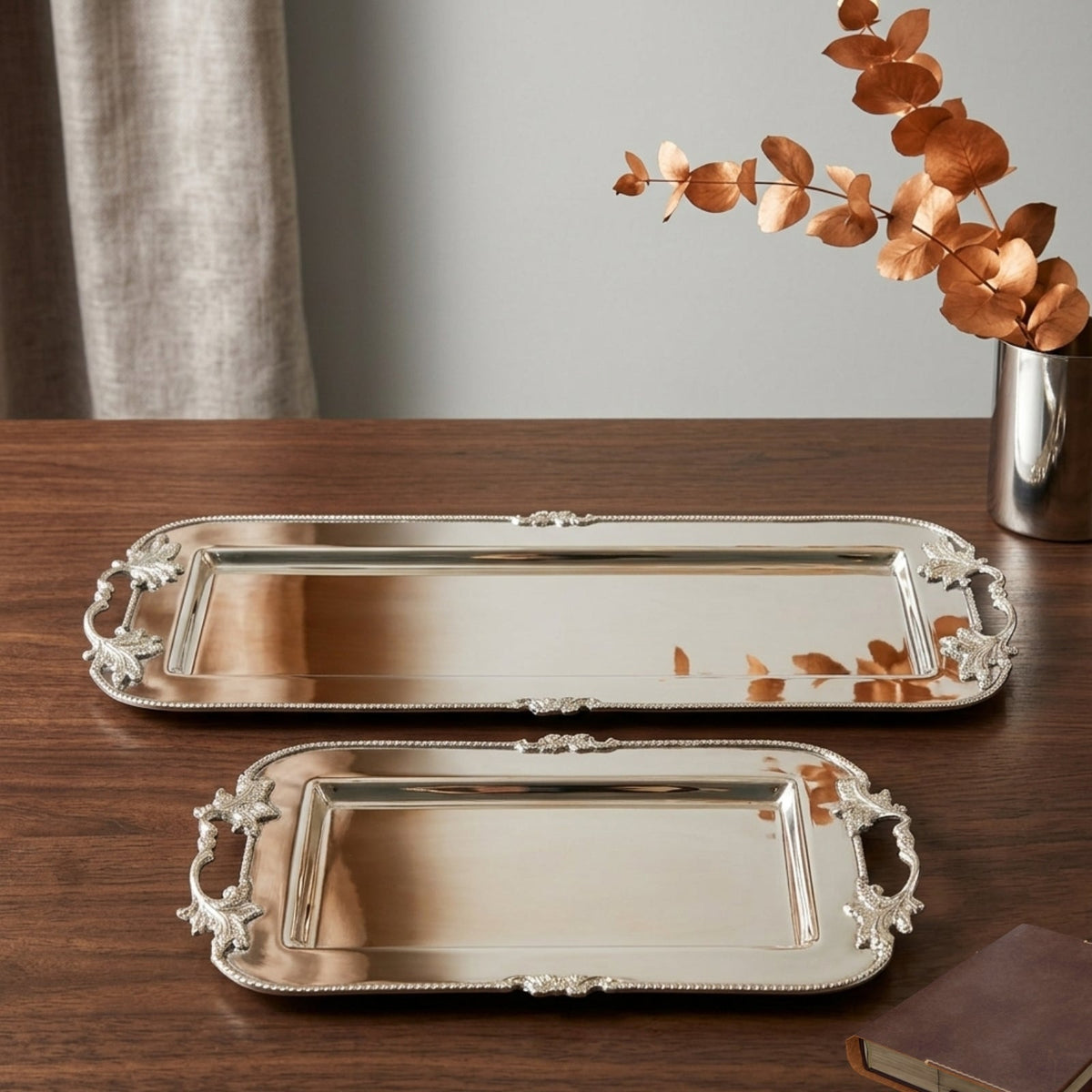 Stainless Steel Serving Tray – Silver Finish
