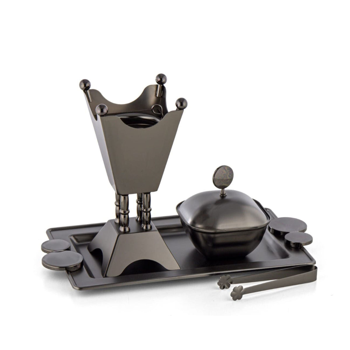 Incense Burner Set 4 Pieces Matte Black by Almarjan