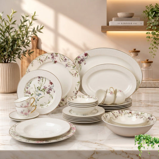 65-Piece Round Floral Dinner Set – Luxury Premium Dinnerware Collection