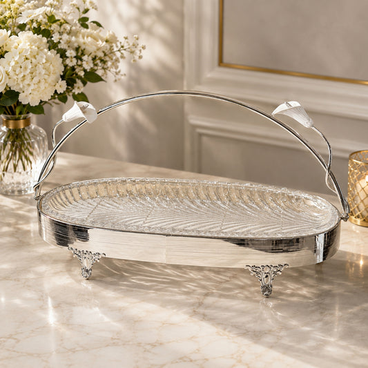 MT62 Luxury Crystal Candy Box with Silver Calla Lily Handle
