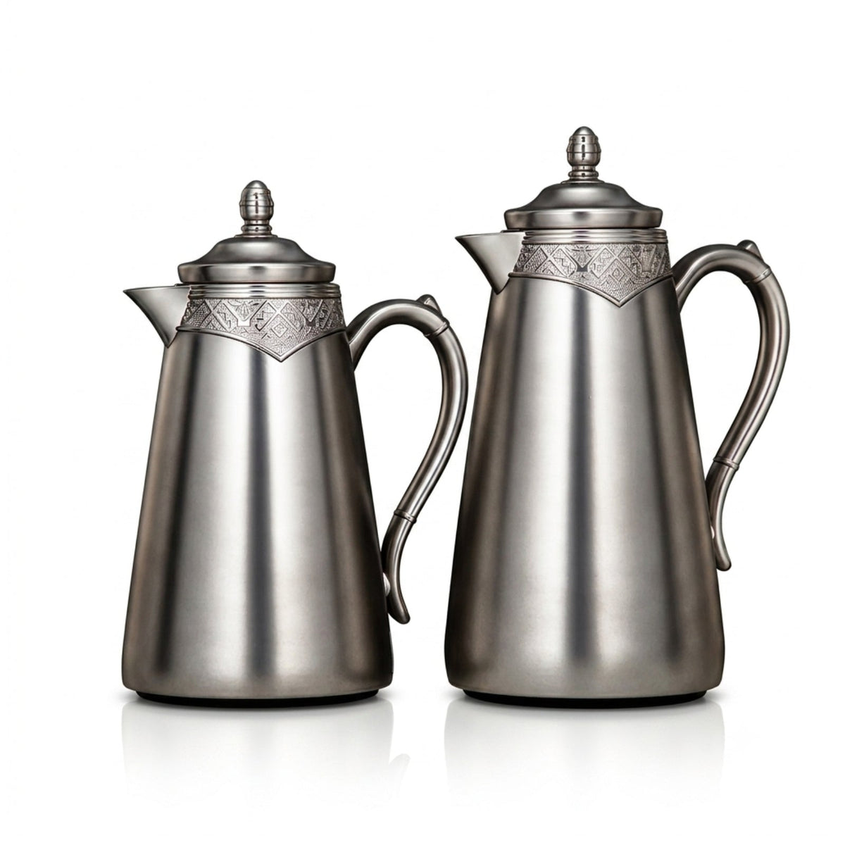 Vacuum Flask Set 0.7L & 1L Matt Nickel & Black by Almarjan
