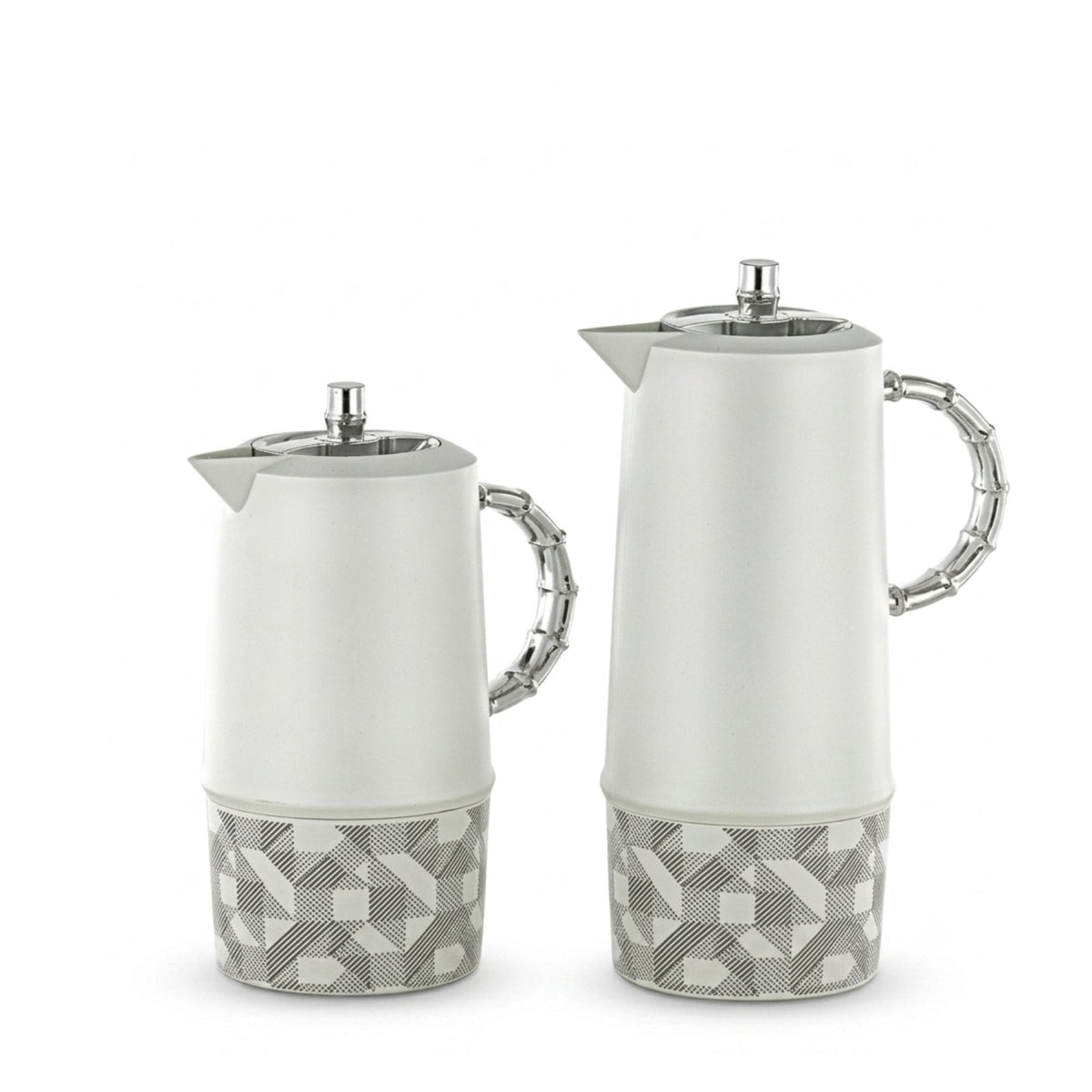 Vacuum Flask Set 0.7L & 1L White & Silver by Almarjan

