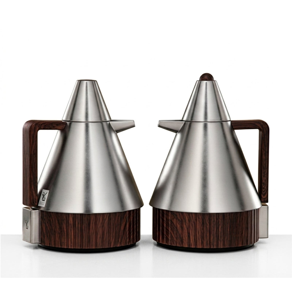 Vacuum Flask Set 1L &  1L Matt Nickel & Dark Wood by Almarjan