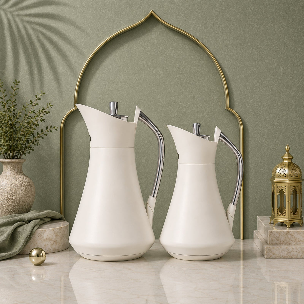 Vacuum Flask Set 1L & 0.5L Cream By Najib | Model 5280B