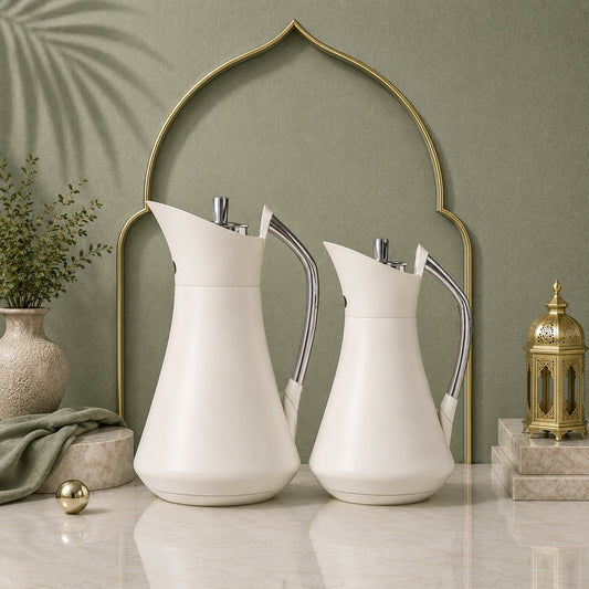 Vacuum Flask Set 1L & 0.5L Cream By Najib | Model 5280B
