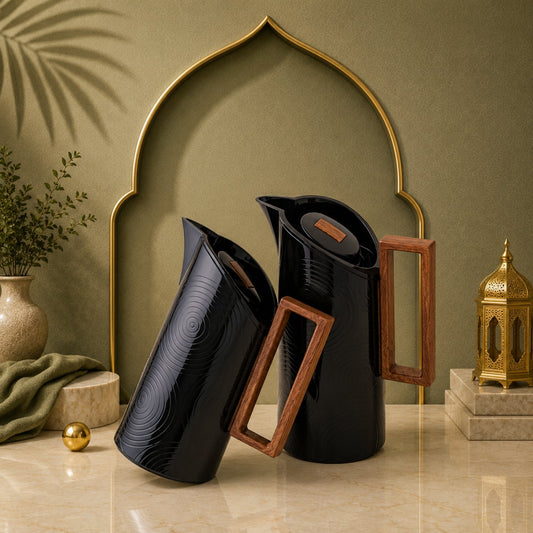Vacuum Flask Set 1L & 0.5L Black & Grey by Waba | 19395