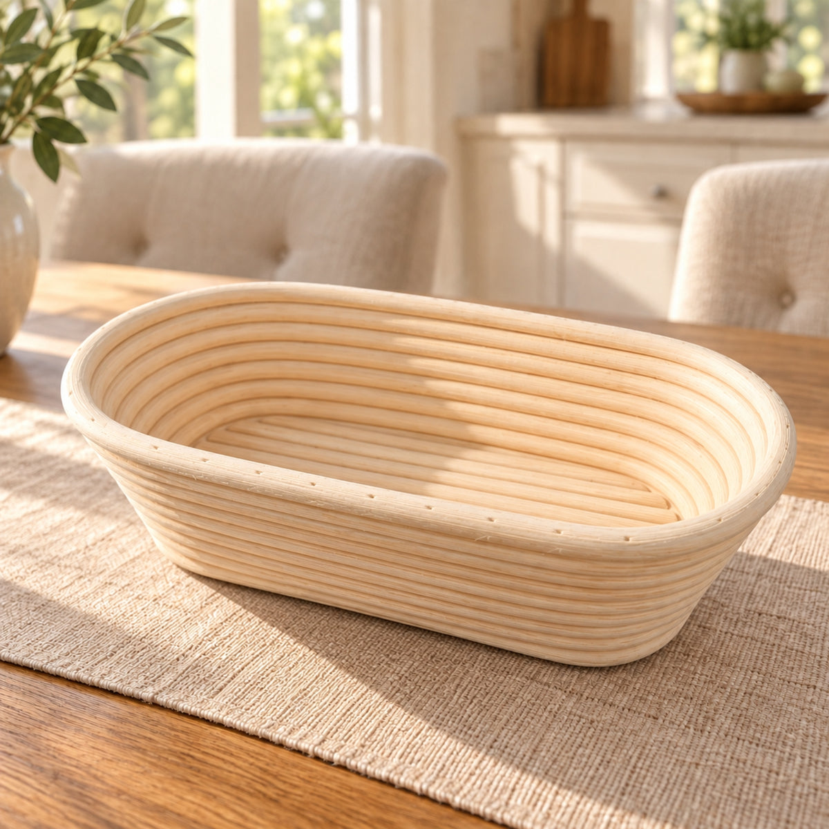 Natural Oval Bread Basket – 25 × 14 × 8 cm | Elegant Bread Serving Basket