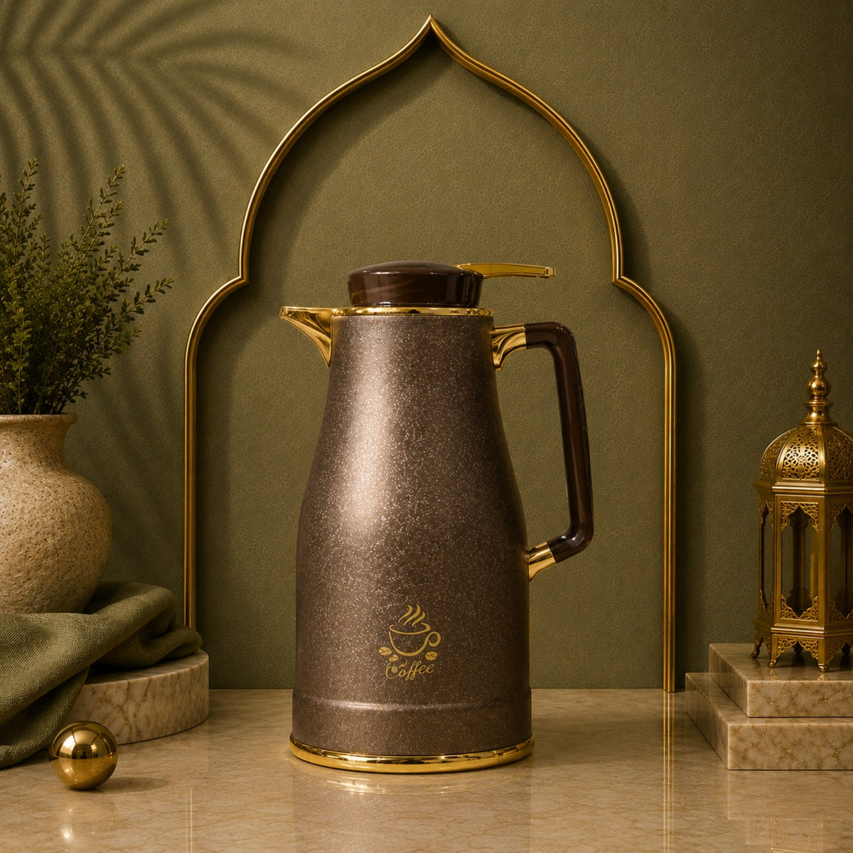 1L Brown & Gold Luxury Vacuum Flask