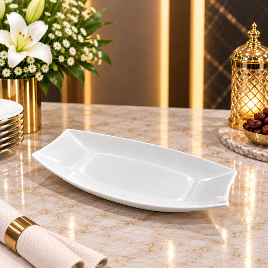 White Buffet Oval Serving Dish – Contemporary Glossy Serveware