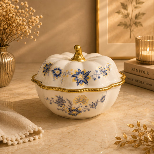 Luxury Floral Porcelain Candy Pot 22cm | BRKH-65-26