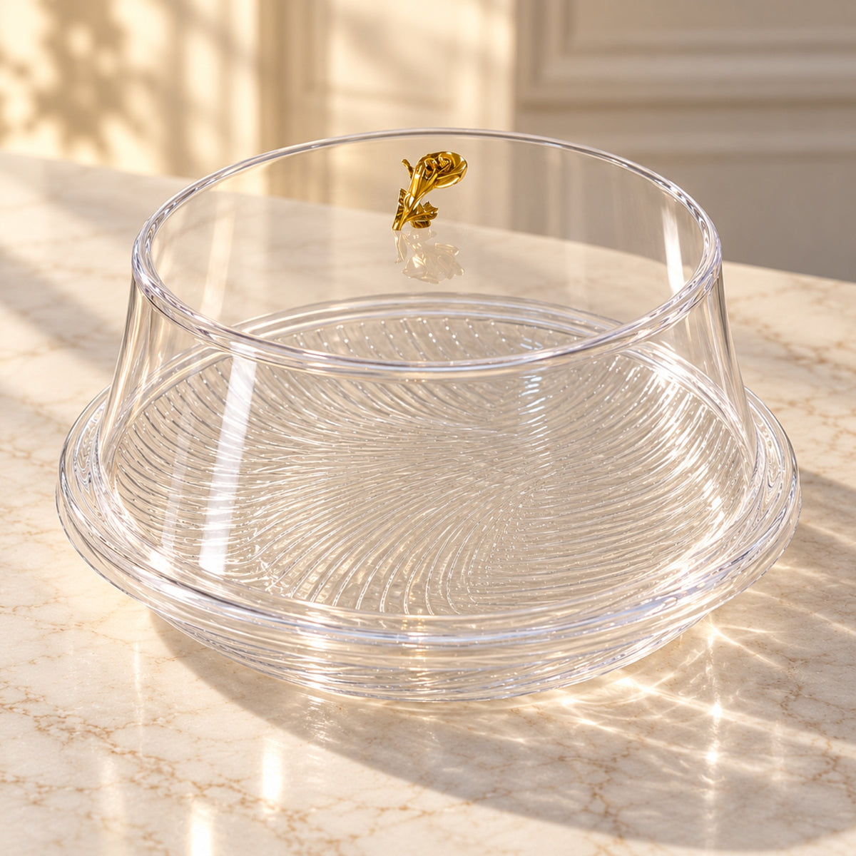 Clear Cake Box with Gold Rose Handle – 10 Inch × 7 Inch