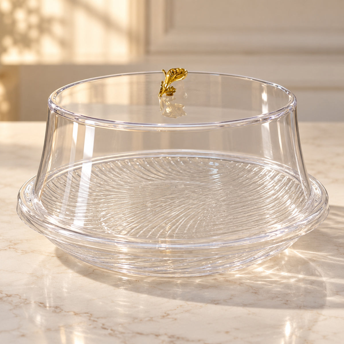 Clear Cake Box with Gold Rose Handle – 10 Inch × 7 Inch