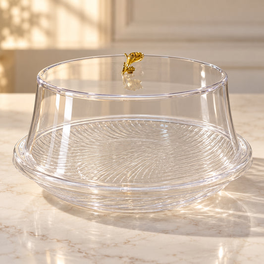 Clear Cake Box with Gold Rose Handle – 10 Inch × 7 Inch
