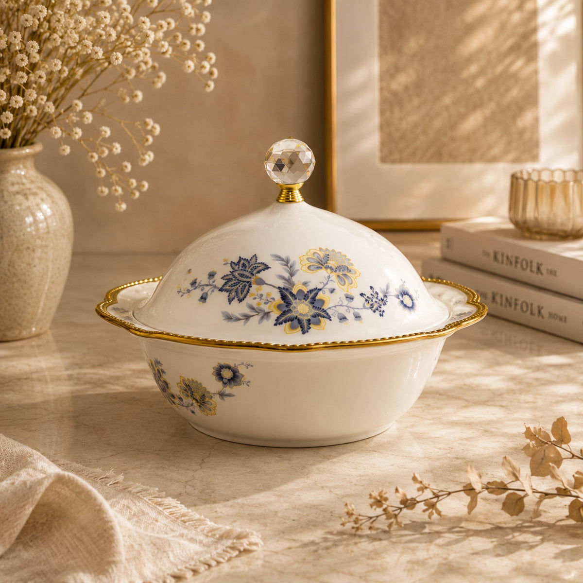 Luxury Porcelain Candy Pot with Lid 24cm | BRKH-6528