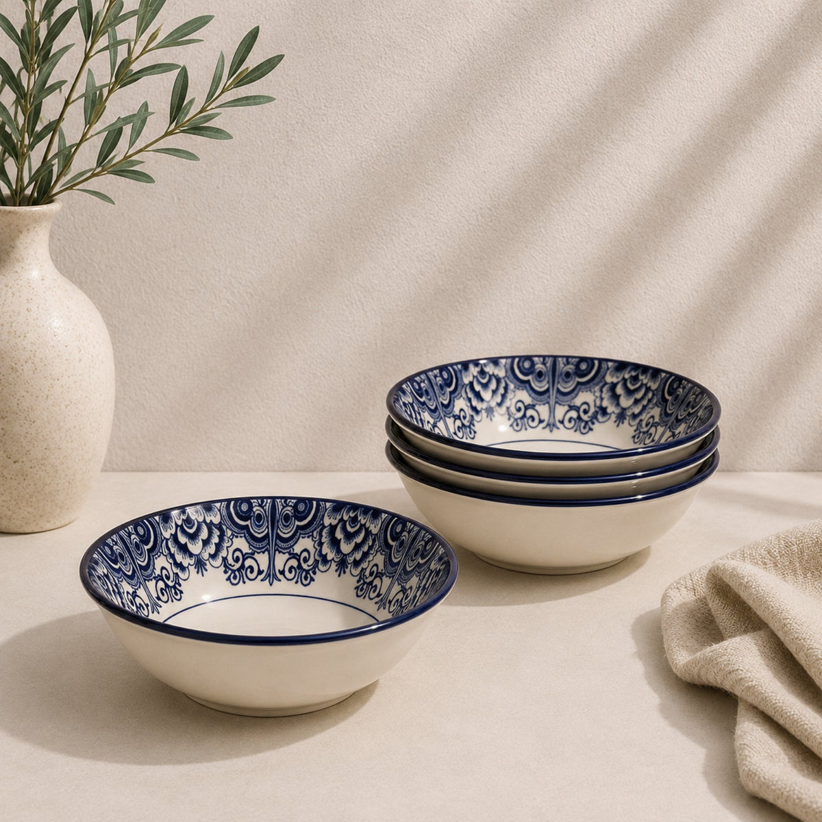 Claytan Lighthouse Blue Ceramic Cereal Bowl 6 Inch