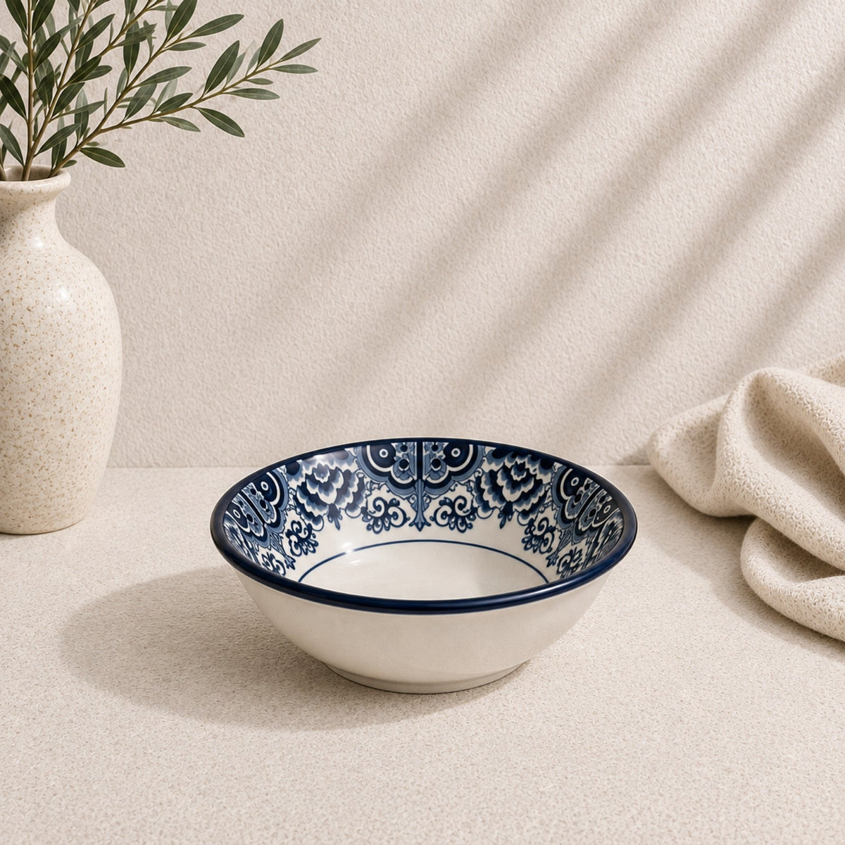 Claytan Lighthouse Blue Ceramic Cereal Bowl 6 Inch