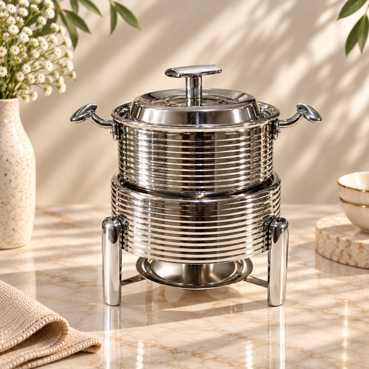 Luxury Stainless Steel Chafing Dish with Lid – 14 × 7.5cm