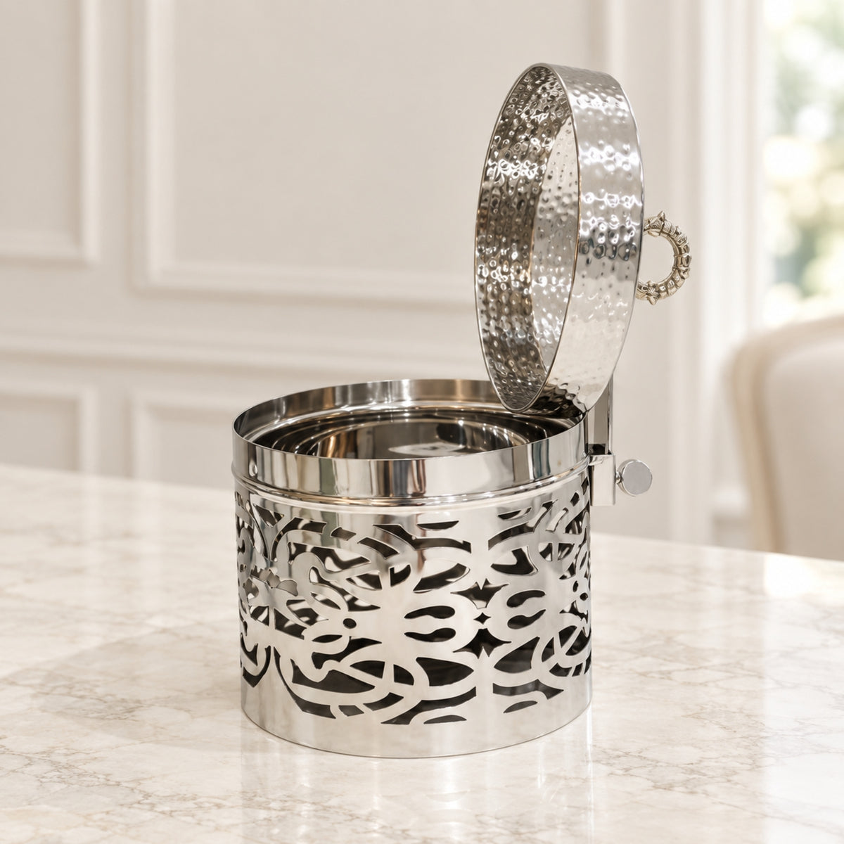 Silver Chafing Dish with Hinged Lid – Available in 1L, 2L & 4L