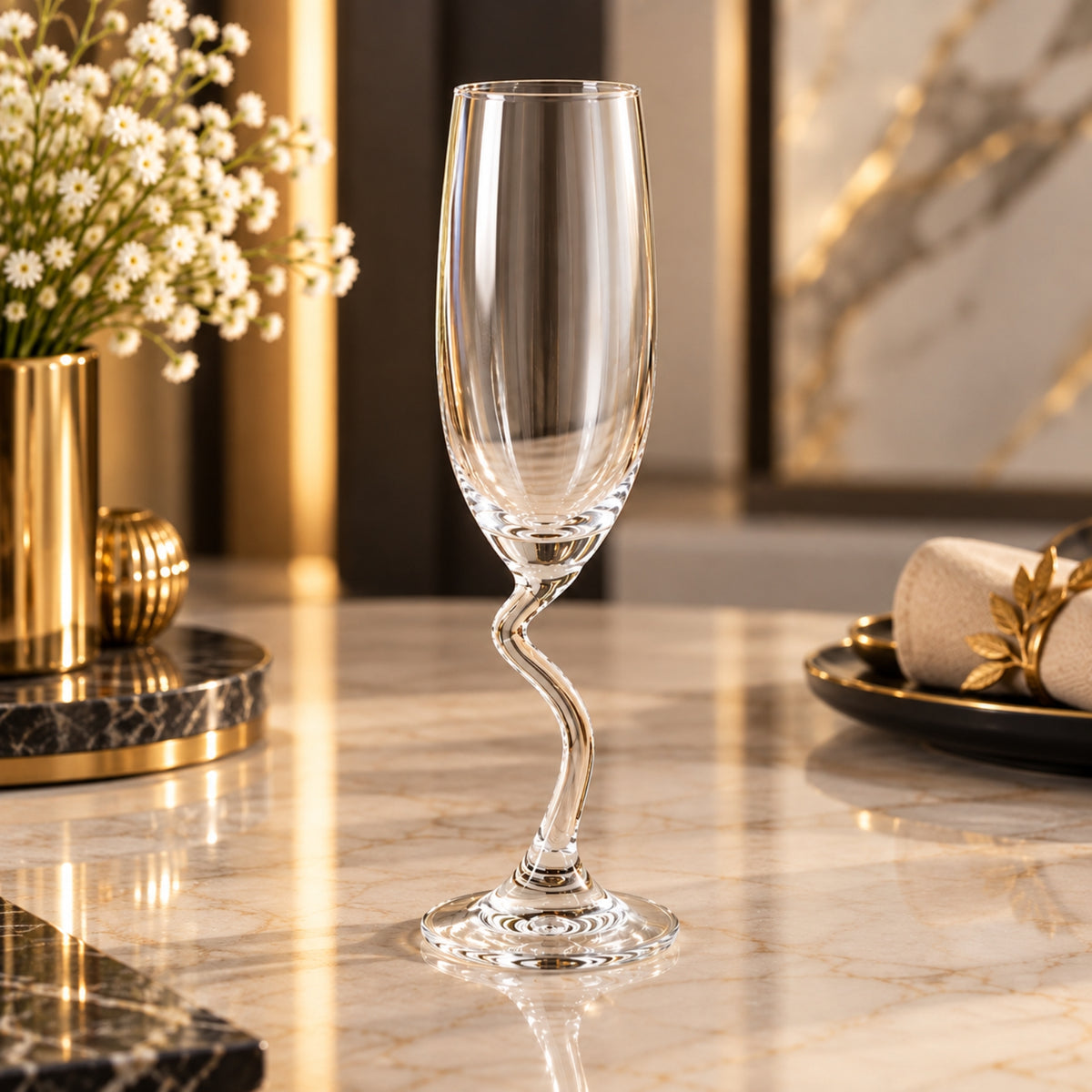 Ocean Champagne Flute V 152cc – Elegant Twisted Stem Glass