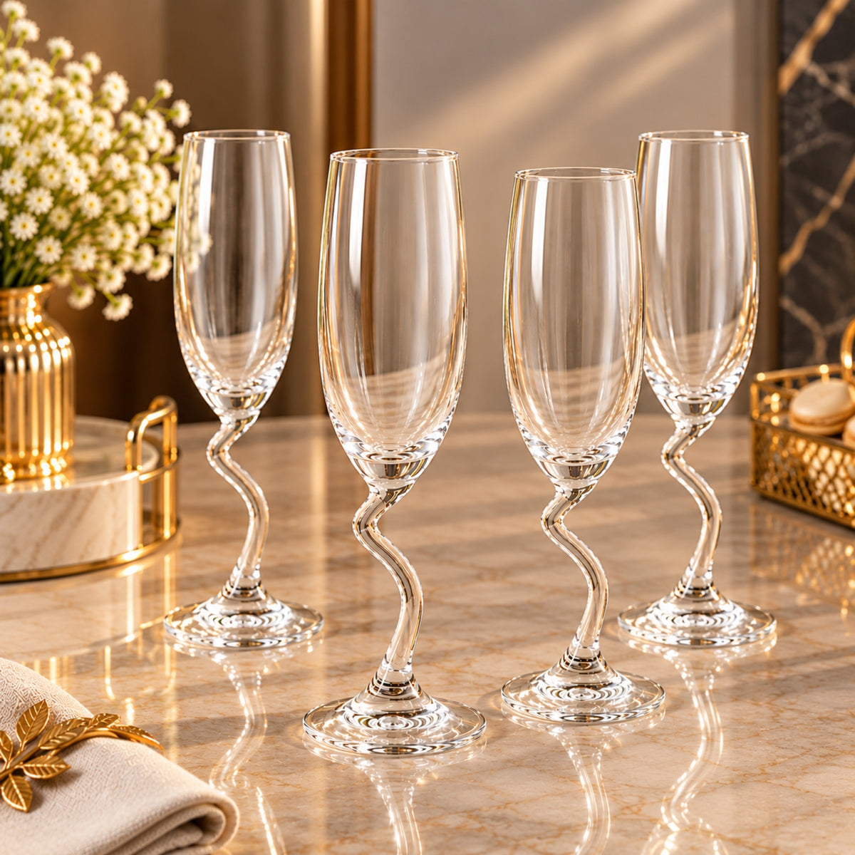 Ocean Champagne Flute V 152cc – Elegant Twisted Stem Glass