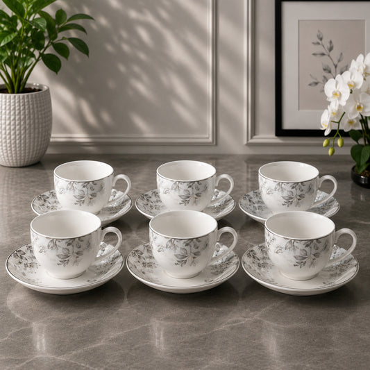 Botanical Coffee Cup & Saucer Set – 12 Pieces | SC3819