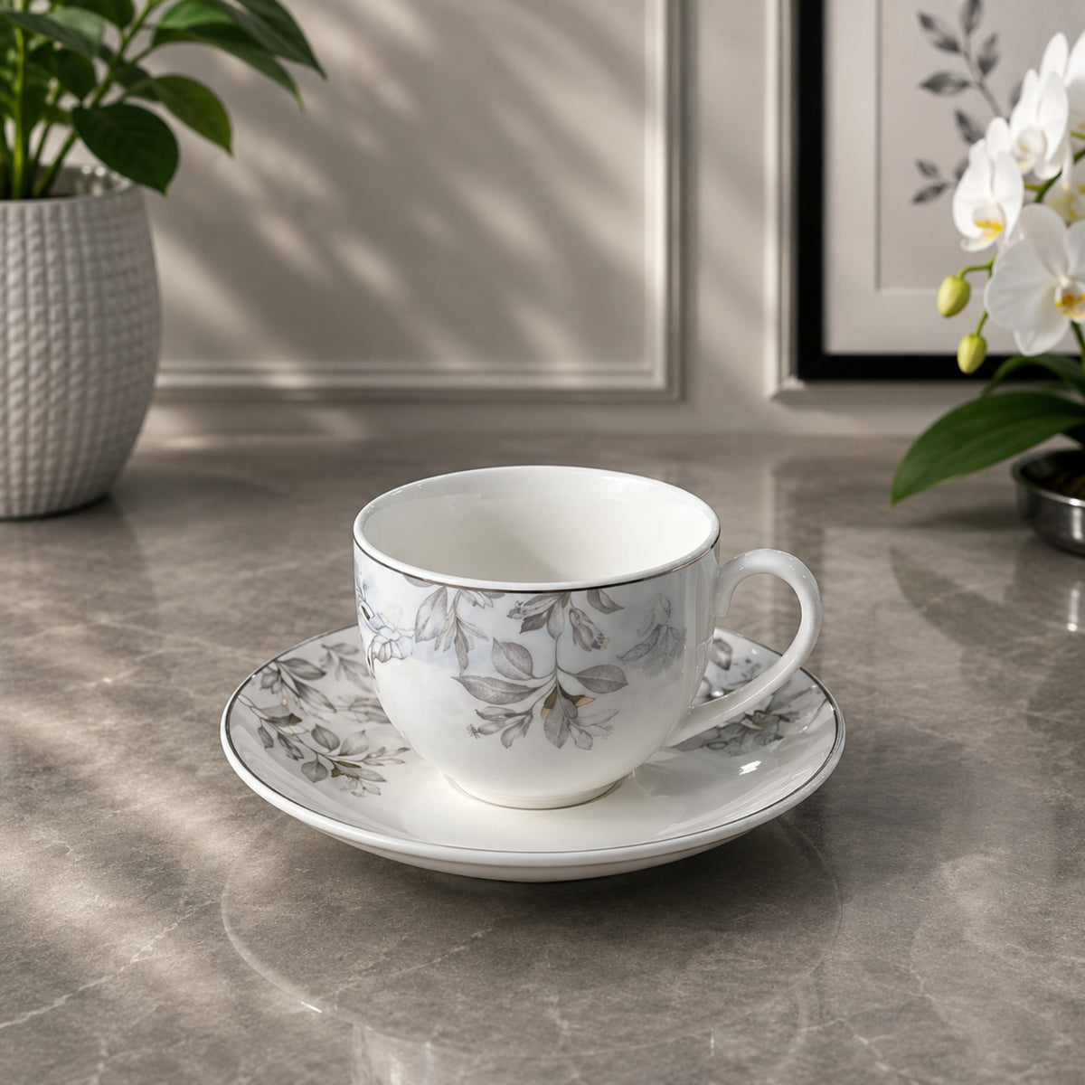 Botanical Coffee Cup & Saucer Set – 12 Pieces | SC3819